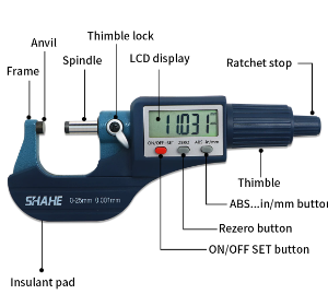 Shahe Digimatic Mircometer 0 to 25 mm Model: 5202-25