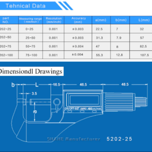 Shahe Digimatic Mircometer  50 to 75 mm Model: 5202-75