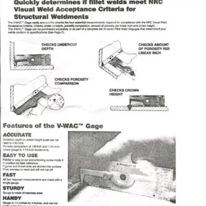 เกจวัดแนวเชื่อม – WELDING GAUGE V-WAC   Model: MG-70 (Inch)